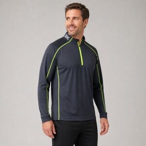 IBKUL Quarter Zip Pullover XL Navy Blue Excellent Athletic Stretch (2318)